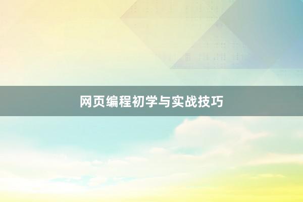 网页编程初学与实战技巧